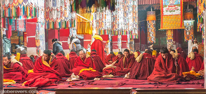 Monks at Drepung monastery in Tibet