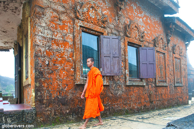 Monk, Sampov Pram Pagoda, Bokor National Park, Kampot, Cambodia