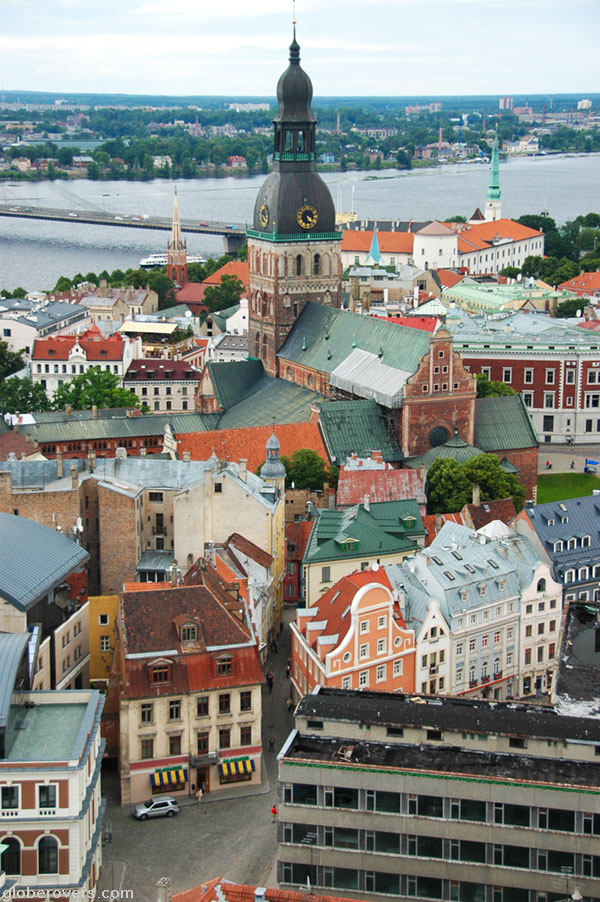 View from St. Peter's Church Tower over the Dome Cathedral, Riga, Latvia