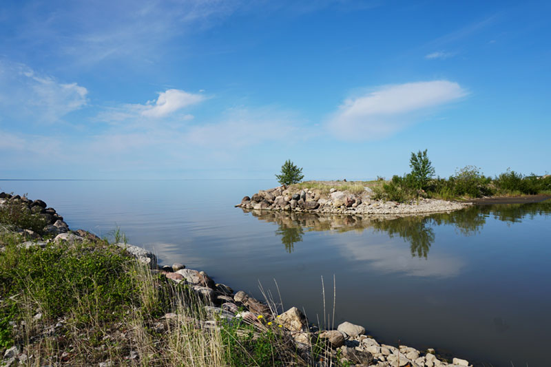 The calm waters of Great Slave Lake, Fort Resolution, Canada