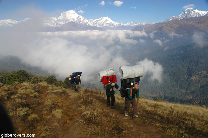 Hiking from Ghorapani to Landruk, Annapurna Range, Himalayas, Nepal