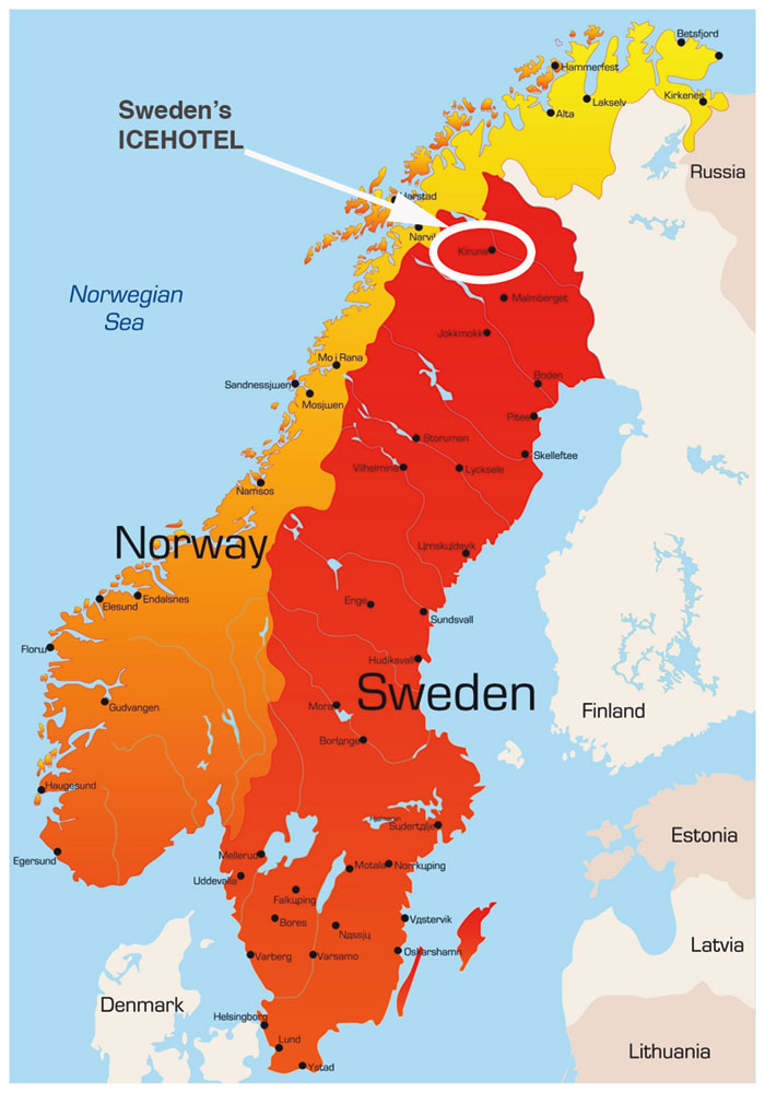 Ice Hotel Map Sweden