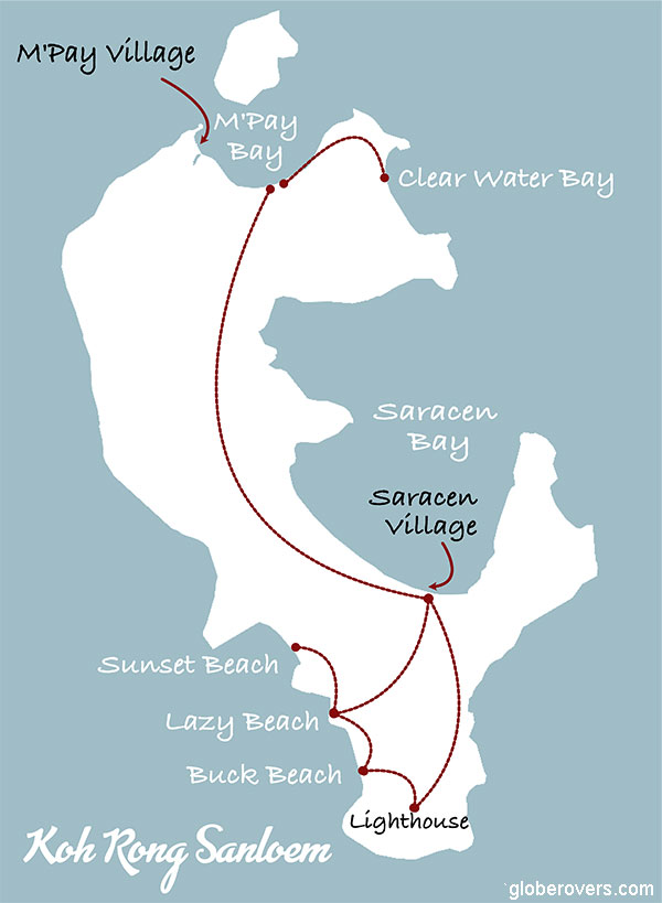 Map, Koh Rong Sanloem, Cambodia