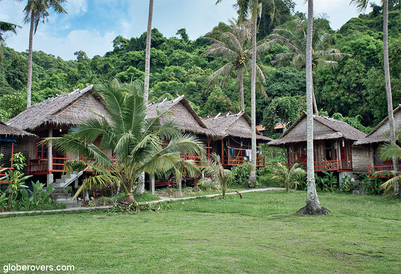 The huts of Khim Vouch Lay, Tonsay Island, Cambodia