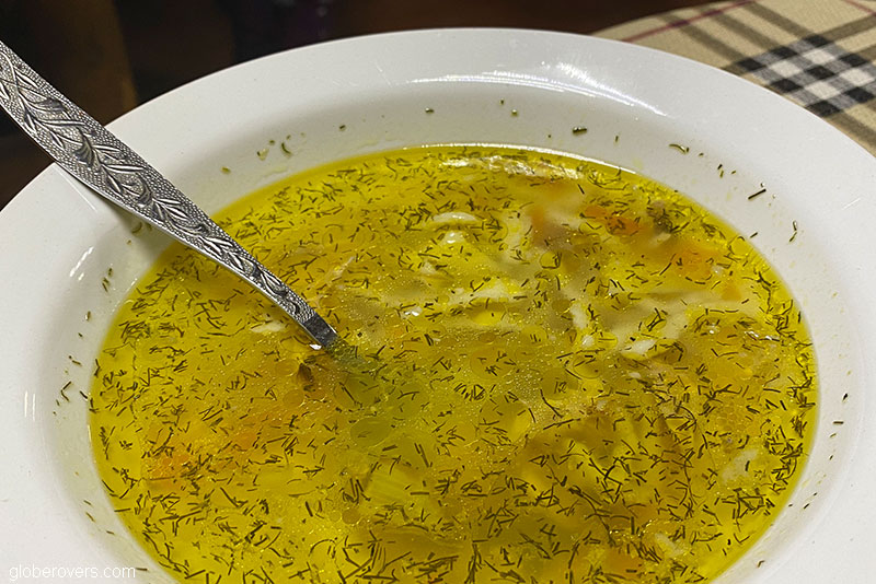 Food at Nikita's Homestead, Khuzhir, Olkhon Island, Lake Baikal, Siberia, Russia