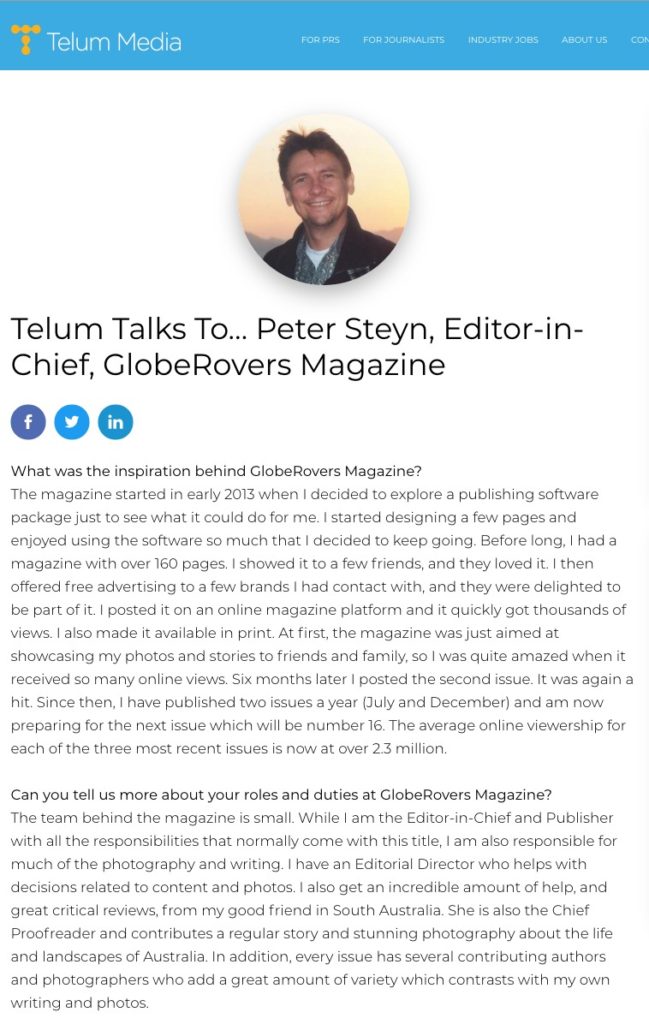 GlobeRovers Interview Telum Media Asia