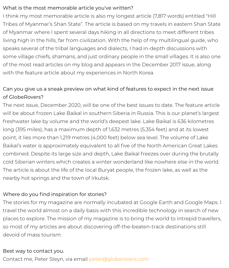 GlobeRovers Interview Telum Media Asia