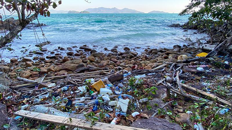 Thailand Beach Garbage on Ao Yai Ma, Koh Wai.
