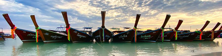 Sunset and boats, Pattaya Beach, Koh Lipe, Thailand