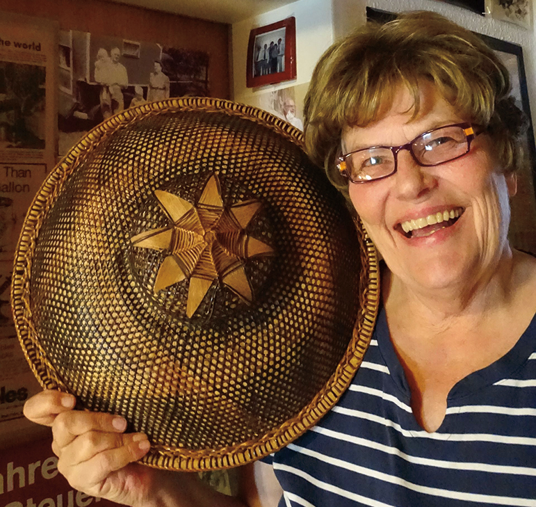 hand woven bamboo rice field hat from the Philippines made in approximately 1944.