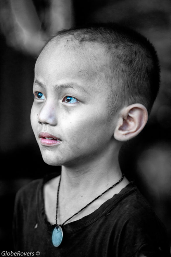 Boy at Wan Sai Akhe / Akhu Tribe Village, east of Kengtung, Shan State, Myanmar