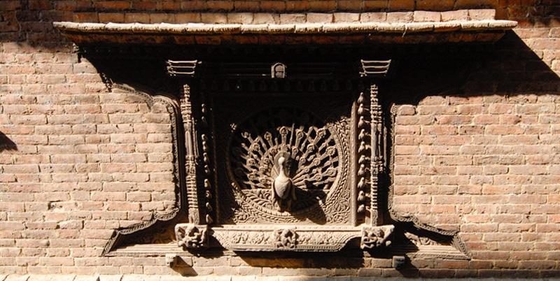 The Peacock Window with its elaborate window-lattice carving, Bhaktapur, Nepal