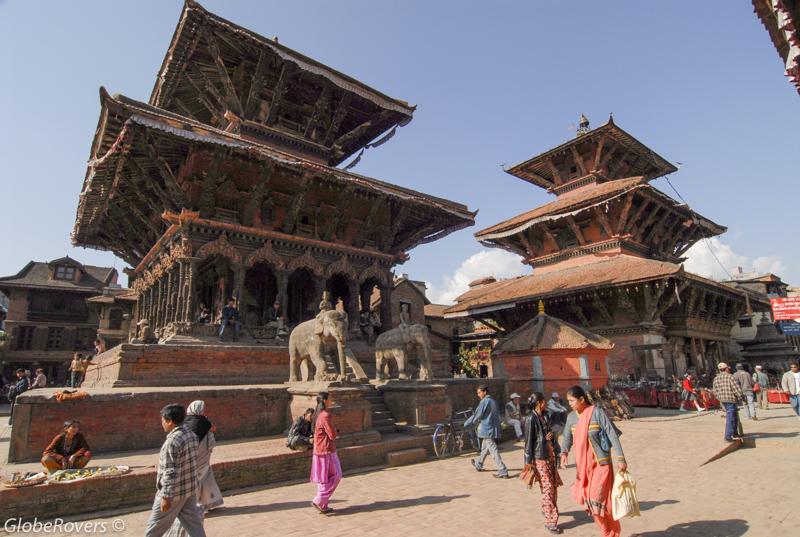 Vishwanath Temple (L), Bhimsen Temple (R), Durbar Square, Patan, Nepal