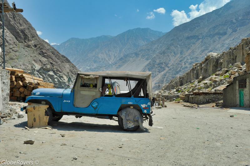 At the Landrover starting point at Raikot Bridge for ride to Fairy Meadows, PAKISTAN