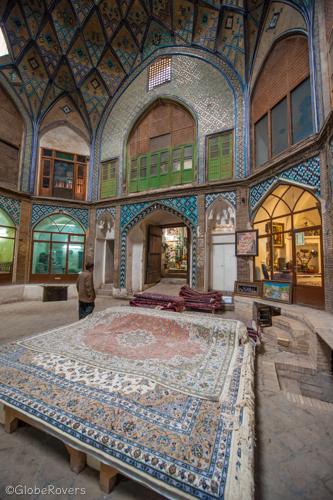 Khan Amin al Dowieh Timche caravanserai inside the bazaar of Kashan, IRAN