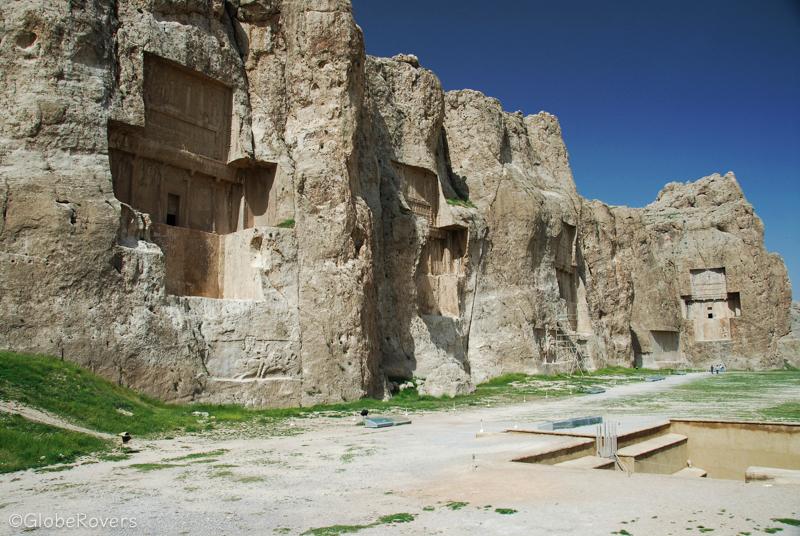 Tomb of Darius II (L), Tomb of Artaxerses, Tomb of Darius I, and Tomb of Xerxes I, Naqsh-e-Rostam, near Persepolis and Shiraz, Iran