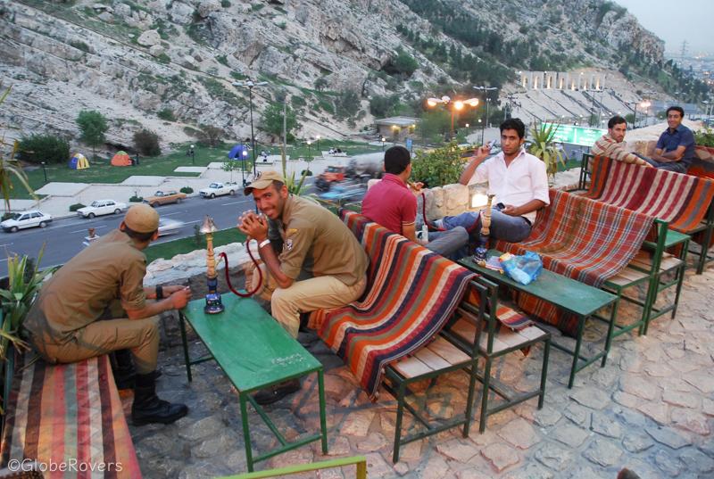 Qalyan (hubble bubble or water pipe) smoking near Quran Gate, Shiraz, Iran