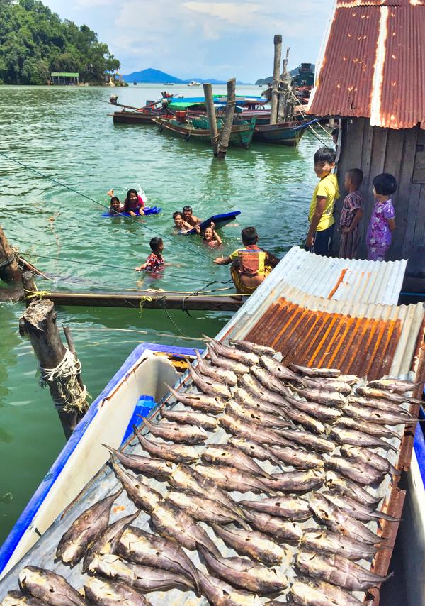 Moken sea Gypsies kids swim Mergui Myanmar